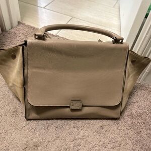 Celine Tan Leather Satchel with COA